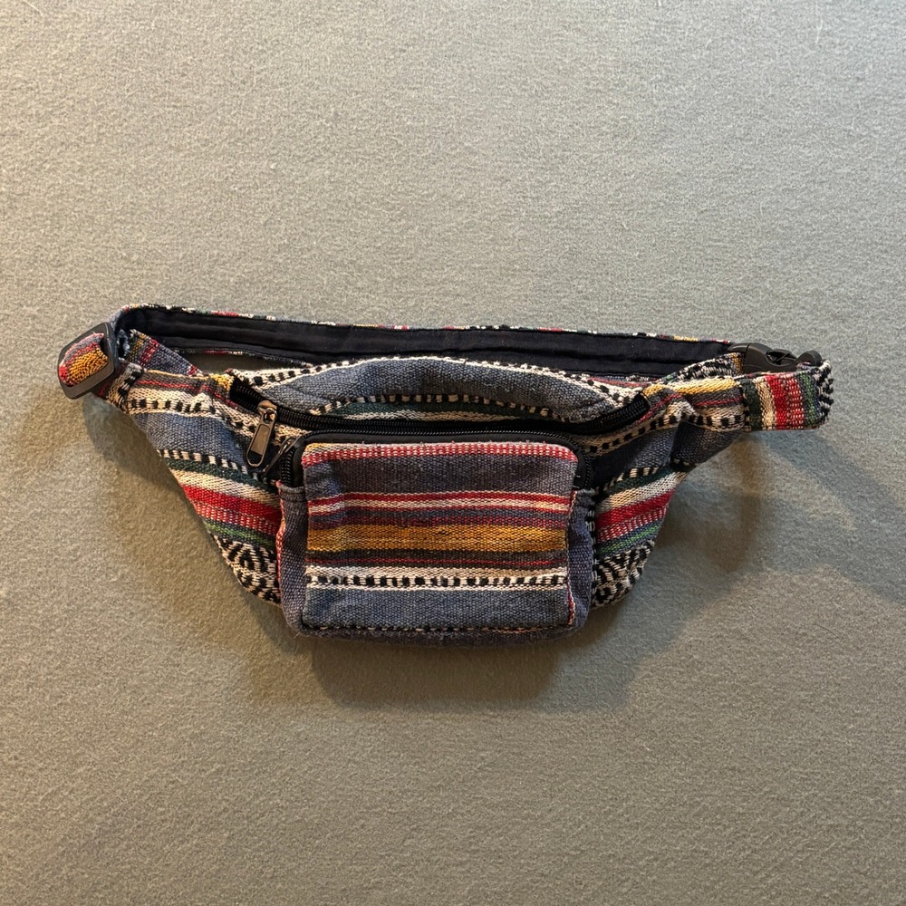 Kathmandu Imports Woven Cotton Fanny Pack Waist Bag Gheri Boho Festival Hippie